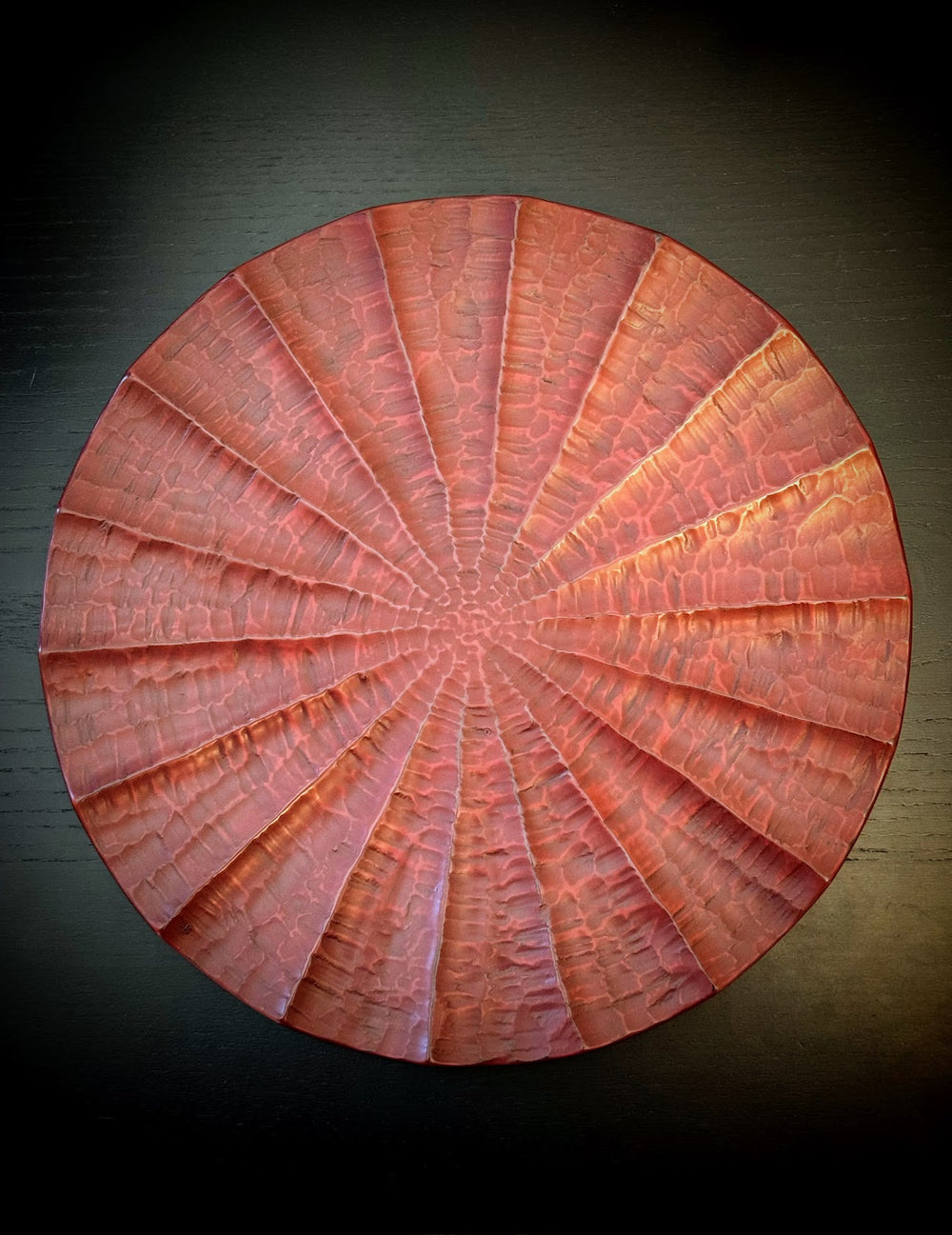 Kamakura-Bori Round Lacquer Serving Plate, Radiating Chisel Mark