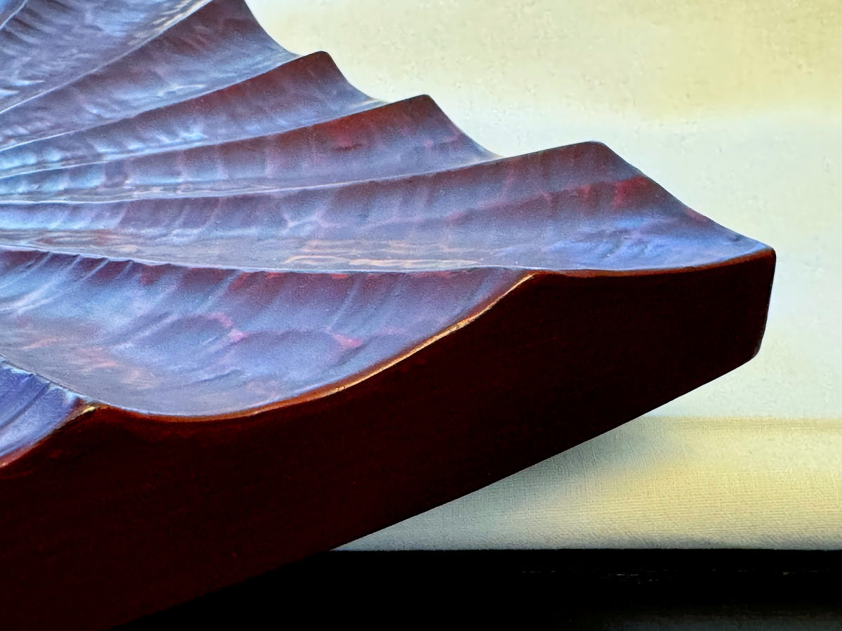 Kamakura-Bori Square Lacquer Serving Plate, Radiating Chisel Mark
