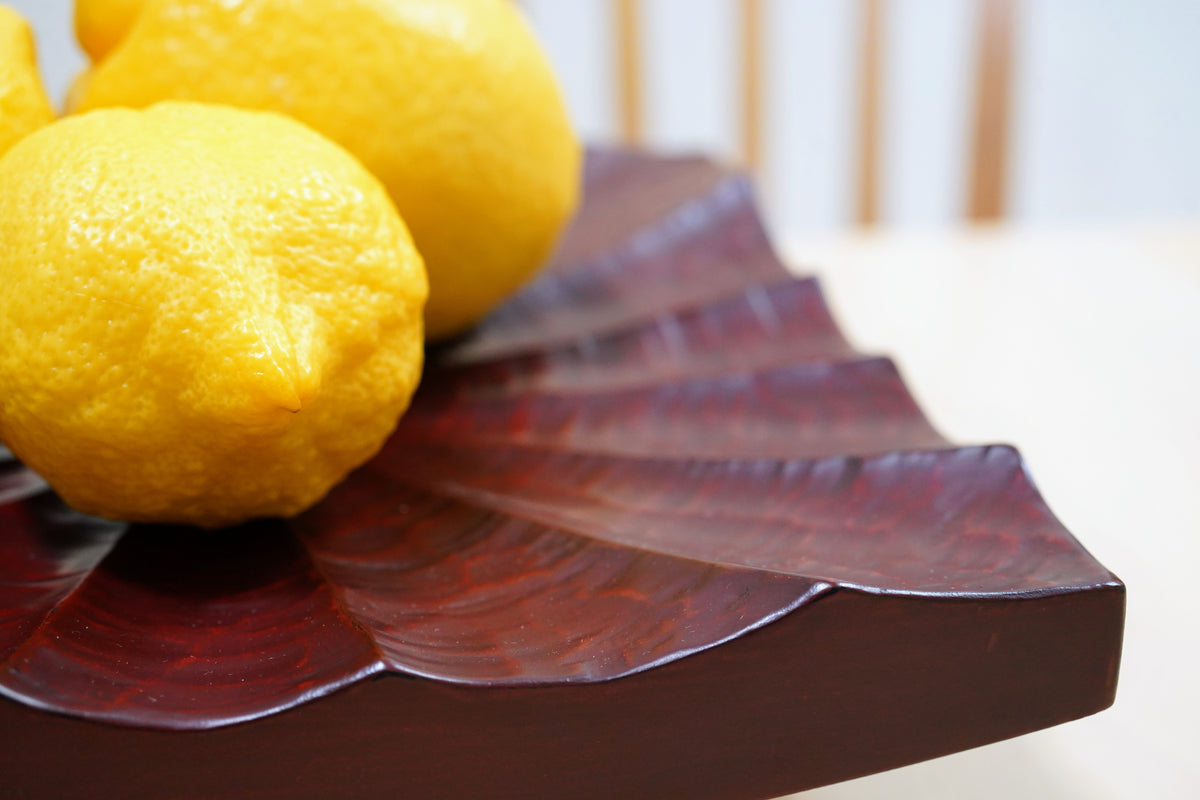 Kamakura-Bori Square Lacquer Serving Plate, Radiating Chisel Mark